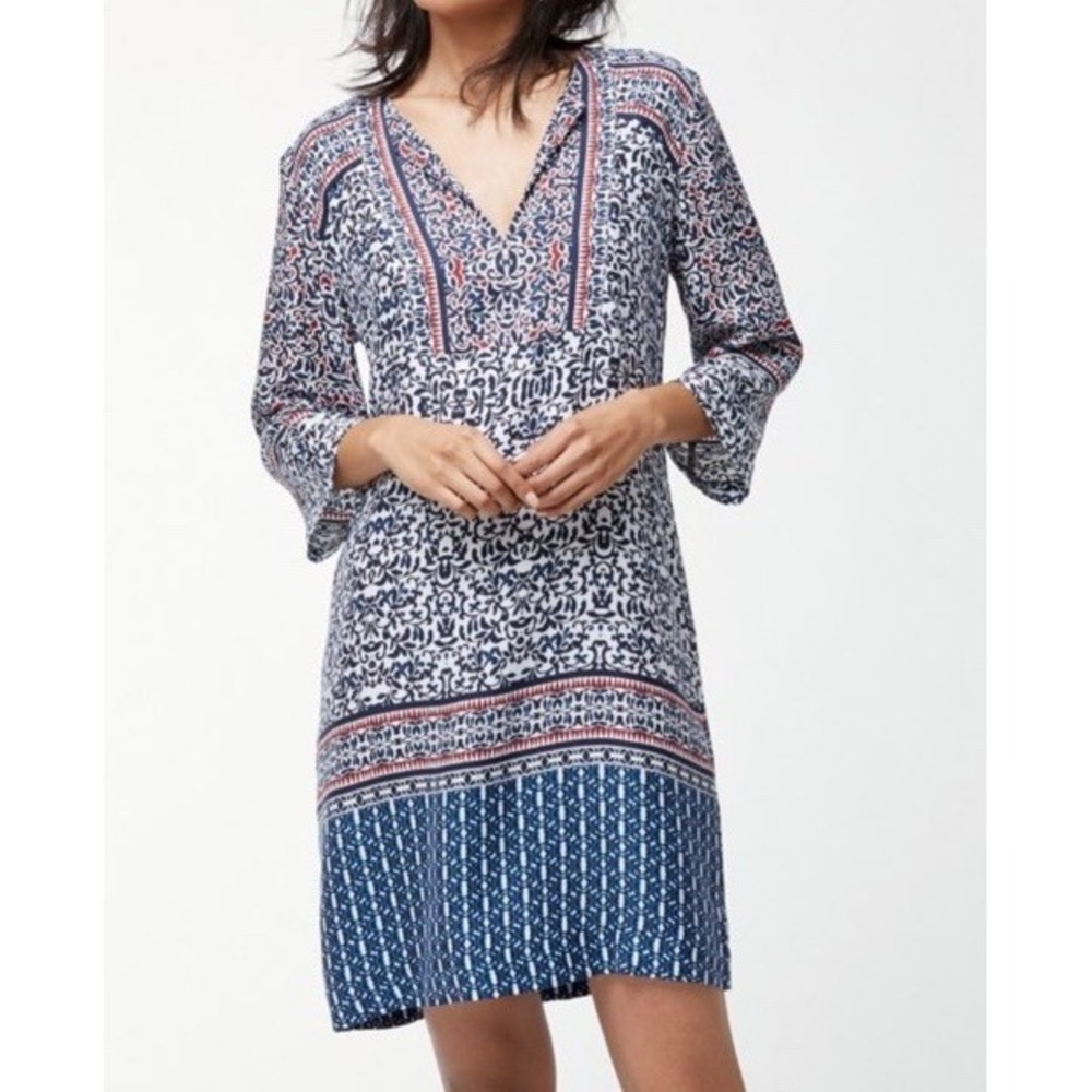 Tommy Bahama Kamari Damas Women S Dress Short Blue Beach Boho Resort V Neck